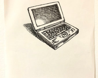Vintage Laptop Drawing