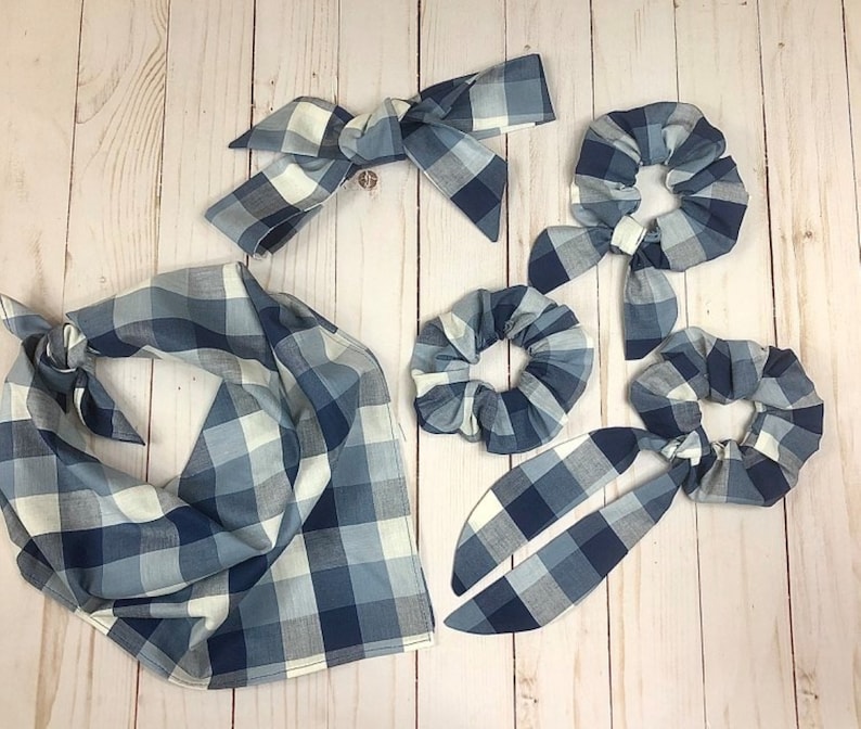 Tie over Pet bandana /& hair accesories set dog gift matching set dog and owner gift set DOG lover gift DOG BANDANA Cotton scrunchies