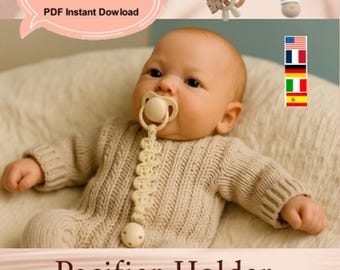 Patroon gehaakte fopspeenclip | Fopspeenhouder | Eenvoudig haakpatroon pdf | Fopspeenketting | Babyaccessoire voor beginners | Patroon 5 talen