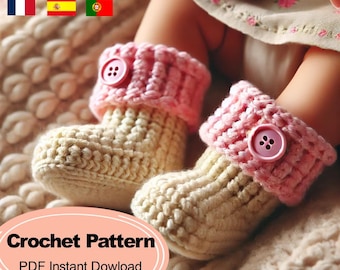 Patroon gehaakte babyslofjes – pasgeboren tot 12 maanden | 6-talige pdf-gids (digitale download)