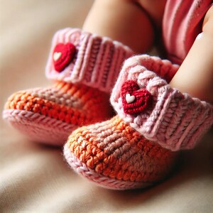 Pattern Crochet Baby Ribbed Cuff Booties Newborn Sizes 0-12 Months Guide 6 languages Instructions Digital Download PDF Crafty women gift