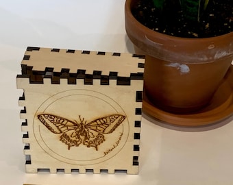 Butterfly, laser cut and engraved original dovetailed box