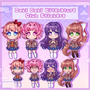 Doki Doki Literature Club Chibi Stickers [Cute Kawaii Anime Girl Laminated and Holographic Stickers]