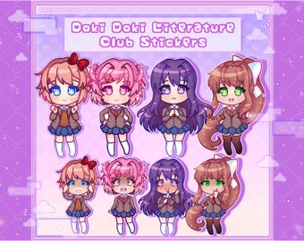 Doki Doki Literature Club Chibi Stickers [Cute Kawaii Anime Girl Laminated and Holographic Stickers]