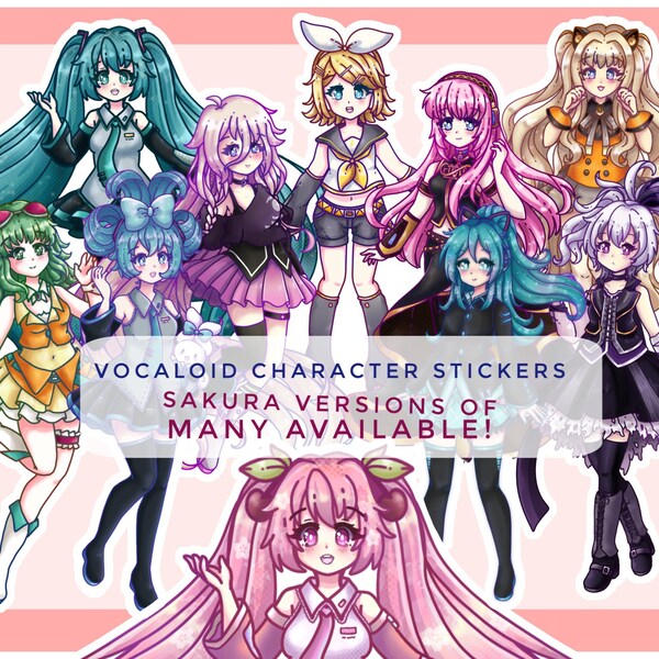 Vocaloid Holographic and Vinyl Stickers - Kawaii Weatherproof Laminated [Hatsune Miku, Kagmine Rin, Flower, Megurine Luka, Gumi, and more]