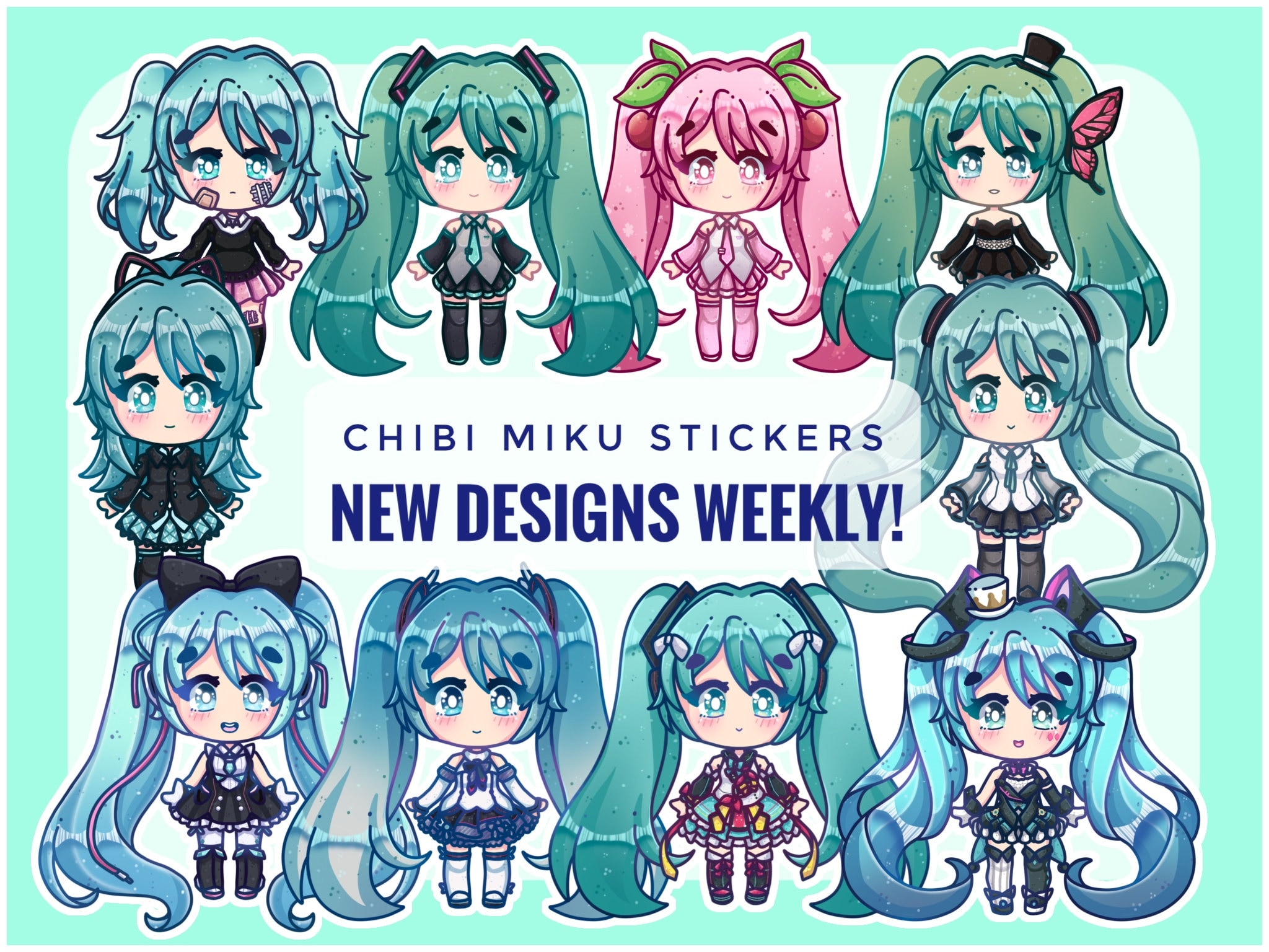 Chibi Miku Stickers WEEKLY New Designs Cute Kawaii Anime Vocaloid Hatsune  Miku Holographic and Vinyl Stickers 