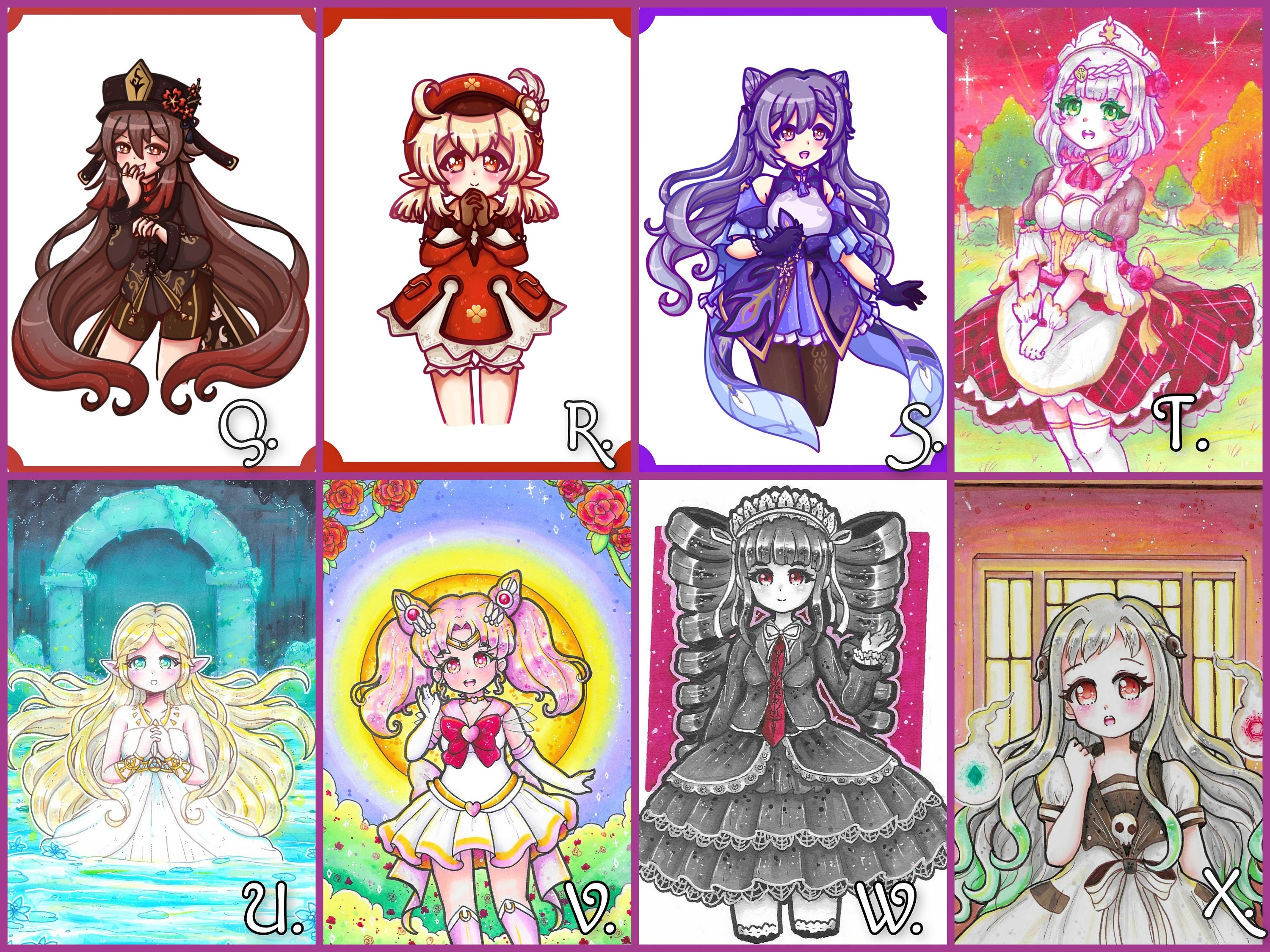 Anime Mini Art Print Bundles genshin Impact Madoka Magica - Etsy