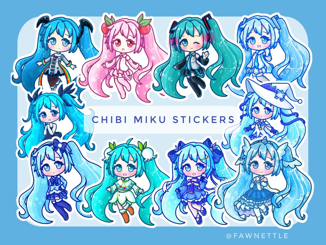 Hatsune Miku Holographic and Vinyl Chibi Stickers snow Miku, Sakura Miku,  and More Kawaii Vocaloid Weatherproof Laminated Stickers 