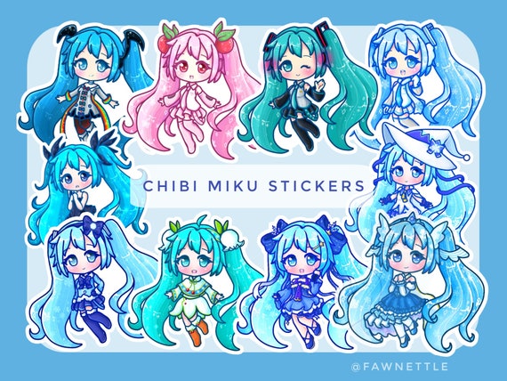 Chibi Miku Stickers WEEKLY New Designs Cute Kawaii Anime Vocaloid Hatsune  Miku Holographic and Vinyl Stickers 