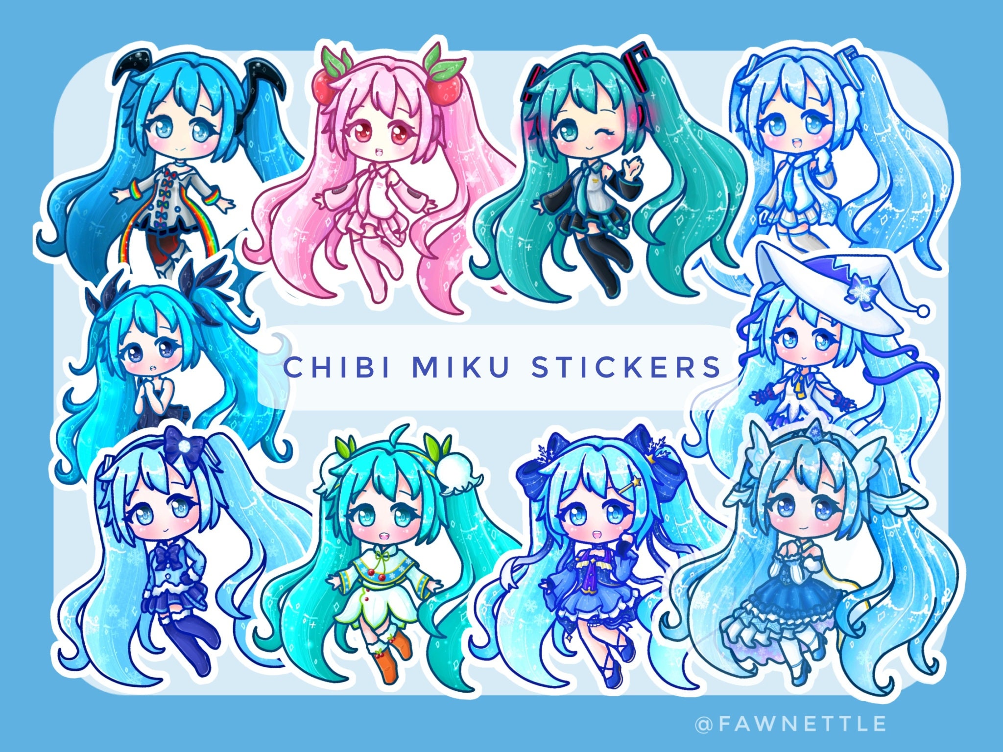 Hatsune Miku Holographic and Vinyl Chibi Stickers snow Miku