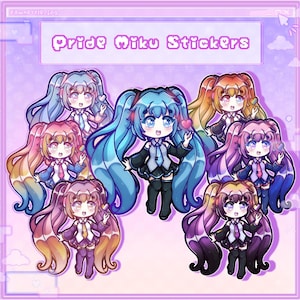 Hatsune Miku LGBTQ+ Pride Vocaloid Stickers [Cute Kawaii Anime Girl Laminated and Holographic Stickers]