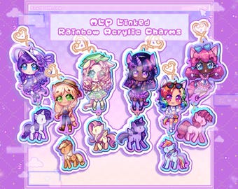 My Little Pony Linked Rainbow Acrylic Charms [Cute Kawaii Chibi Pony Anime Girl Acrylic Keychains]