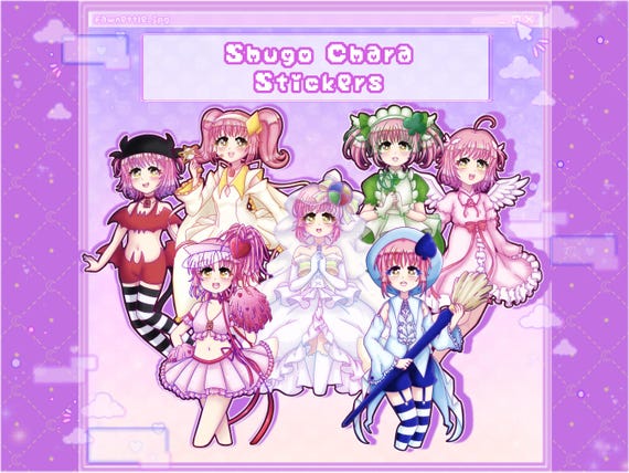 Shugo Chara Kawaii Stickers [Cute Kawaii Anime Girl Laminated and Holographic Stickers]