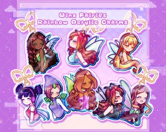 Nostalgic Fairy Girls Rainbow Acrylic Charms [Cute Kawaii Anime Girl Acrylic Keychains]
