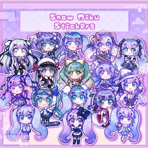 Snow Miku Kawaii Stickers [Cute Kawaii Vocaloid Hatsune Miku Laminated and Holographic Stickers]