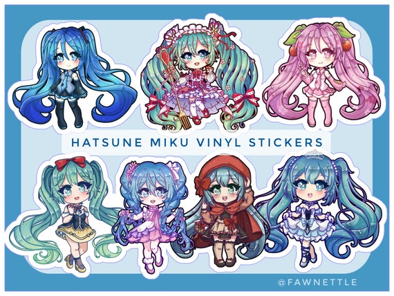 Hatsune Miku Holographic and Vinyl Stickers-kawaii Chibi Anime Girls,  Cinderella, Rapunzel, Snow White, Red Riding Hood, Sakura, and More 