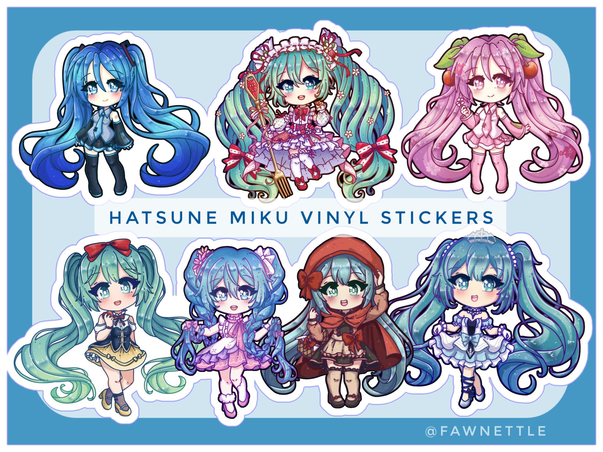 Hatsune Miku Holographic and Vinyl Stickers-kawaii Chibi Anime Girls,  Cinderella, Rapunzel, Snow White, Red Riding Hood, Sakura, and More -   Israel