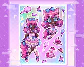 Pinkie Pie Inspired Anime Girl Stickersheet [Kawaii Pony Girl Laminated Stickersheet]