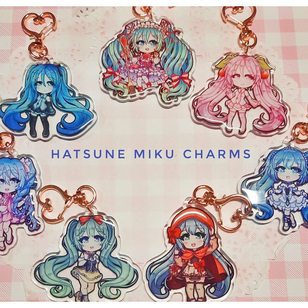 Vocaloid Hatsune Miku Acrylic Charms [Cute Kawaii Anime Keychains: Sakura Miku, Hatsune Miku 15th Anniversary, Princess Miku, Snow Miku]
