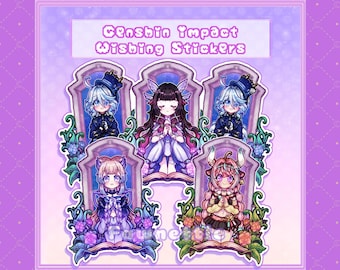 Genshin Impact Wishing Stickers [Holographic and Vinyl Die-Cut Stickers] Kokomi Columbina Furina Varesa