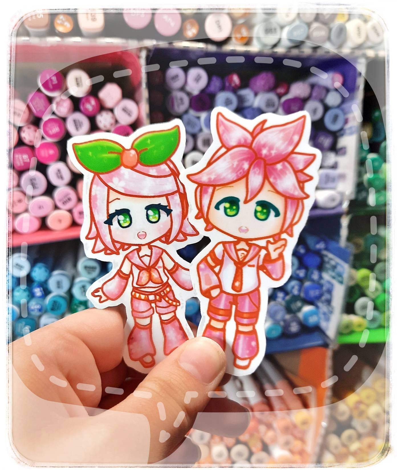 Vocaloid Rin and Len Holographic and Vinyl Stickers weatherproof Die-cut  Laminated Stickers Cute Kawaii Anime Stickers 