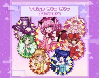 Tokyo Mew Mew Stickers [Cute Kawaii Anime Magical Girl Laminated and Holographic Stickers]