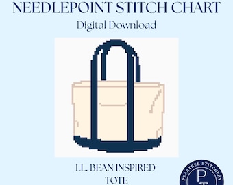 Guía de puntadas de bordado de malla 18 LL. Puff, barco y bolso con monograma - DESCARGA DIGITAL, estilo preppy costero de Nueva Inglaterra