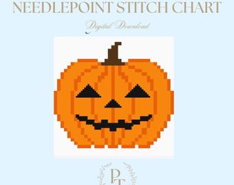 Grille de point citrouille 18 mailles, toile pour débutants, broderie d'automne, grille de points, Halloween, automne, automne