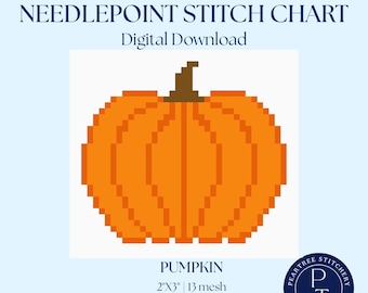 13メッシュのパンプキンニードルポイントステッチガイド、初心者向けニードルポイントキャンバス、秋のニードルポイント、ステッチチャート、ハロウィン、秋