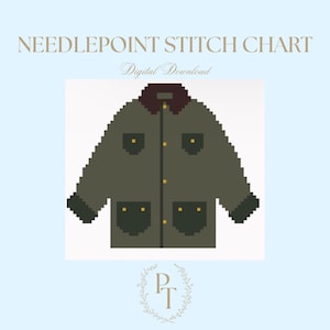 18 mesh Barbour jacket barn jacket needlepoint canvas stitch guide - DIGITAL DOWNLOAD