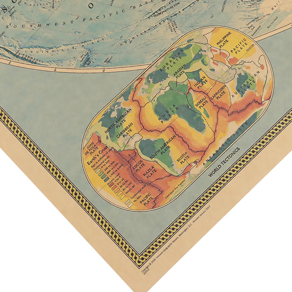 World Map Antique Poster Vintage Retro poster 72.5x51.5cm Etsy