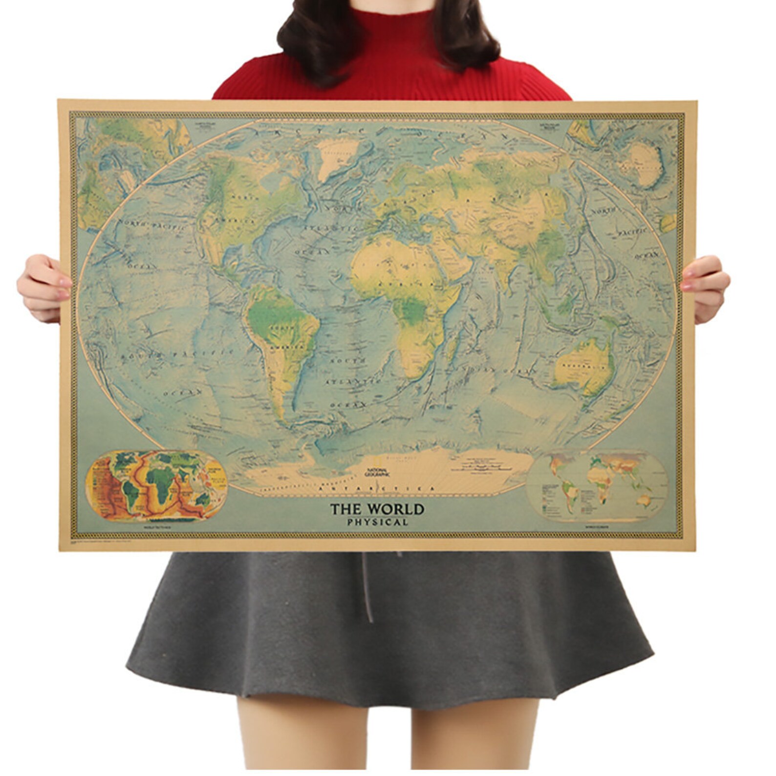 World Map Antique Poster Vintage Retro poster 72.5x51.5cm Etsy