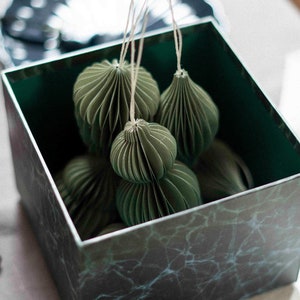 Decorazione di carta VERDE/SET 3 pz/, decorazione natalizia, palla di carta, decorazione a nido d'ape, decorazione scandinava