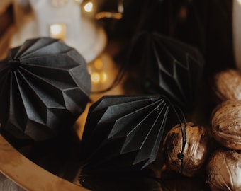 Origami set "Black" / Paper decoration / Festive decoration / Christmass decoration / Party decoration / Minimalist decoration / Home decor