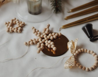 Wooden beads decoration, SET, Scandi decor, Christmas decor