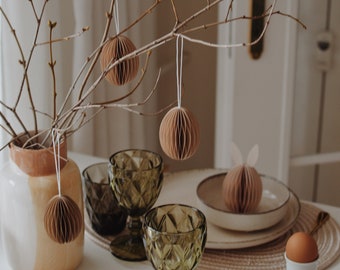 Easter decoration, easter natural egg, paper handmade decoration, paper egg, honeycomb egg, scandi decoration, wedding decor