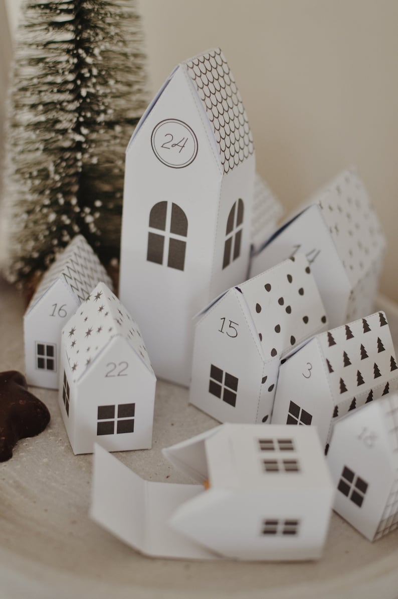 Advent Calendar village DIY Houses Made of Paper Etsy