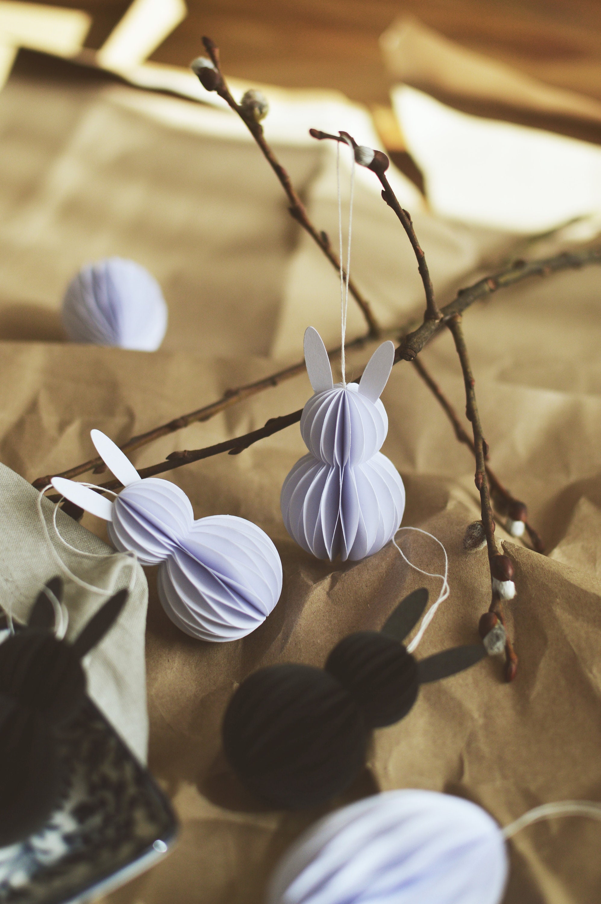 Décoration de Pâques, Lapin Décoration Noir et Blanc