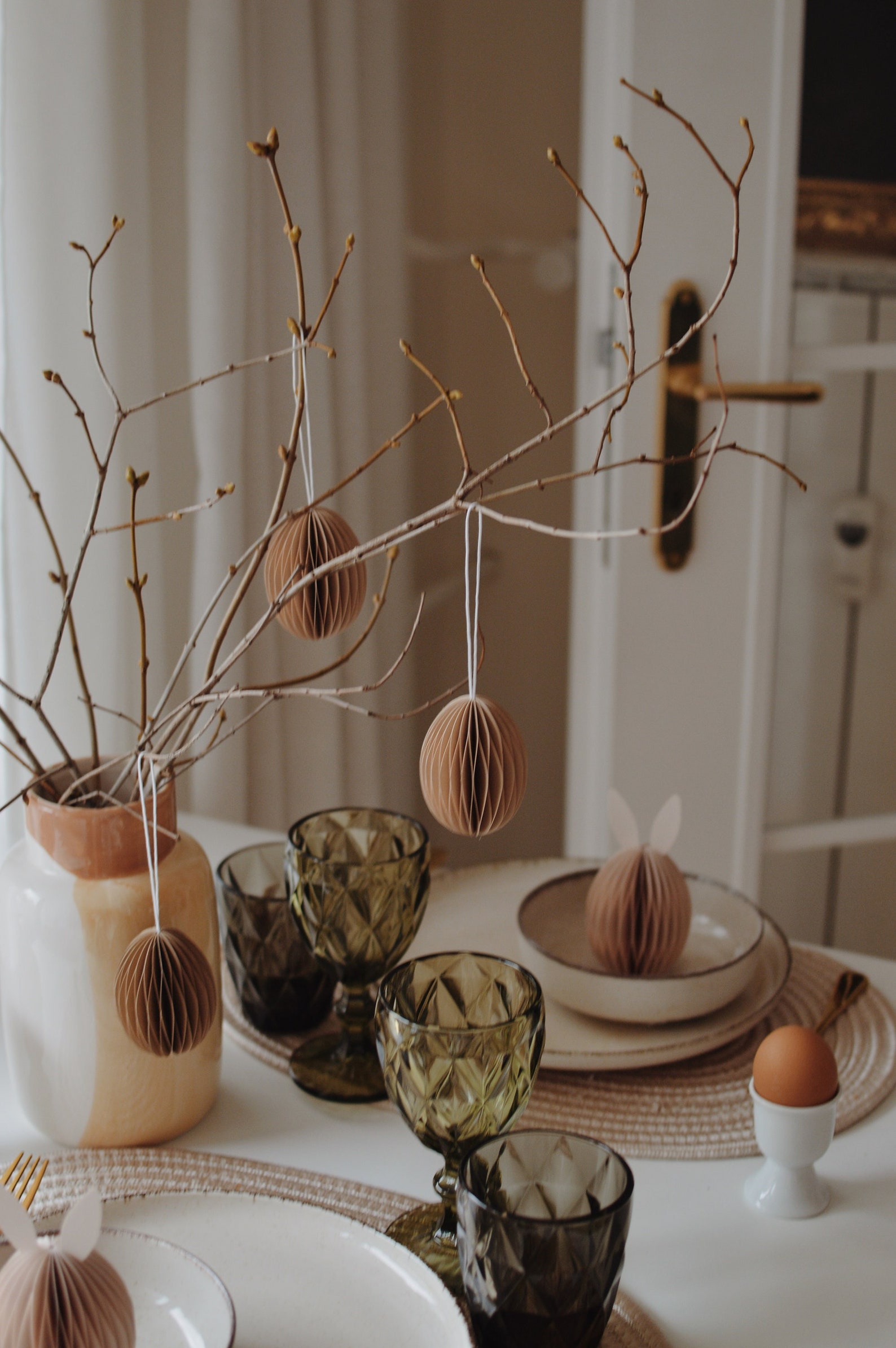 Easter decoration, easter natural egg, paper handmade decoration
