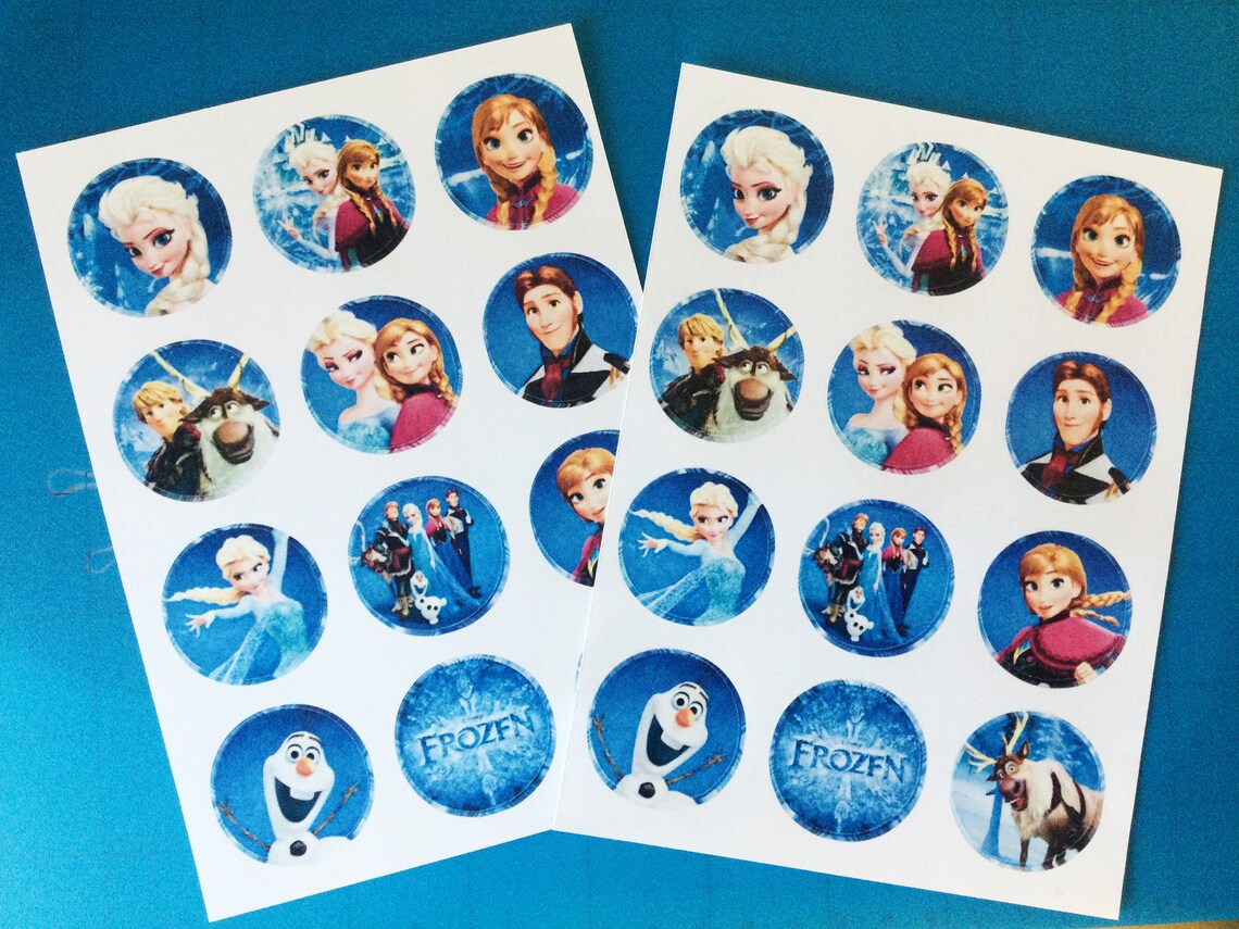 Frozen Round Stickers. 24 Stickers with the Main Characters. 2 Etsy