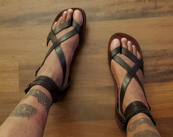 Brown men's gladiator sandals Handmade in Italy | Gianluca - L'artigiano del cuoio