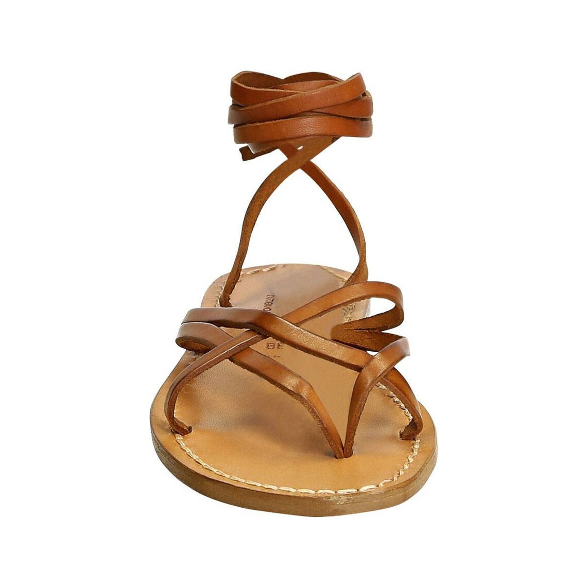 Women's vintage cuir strappy leather sandals handmade in Etsy