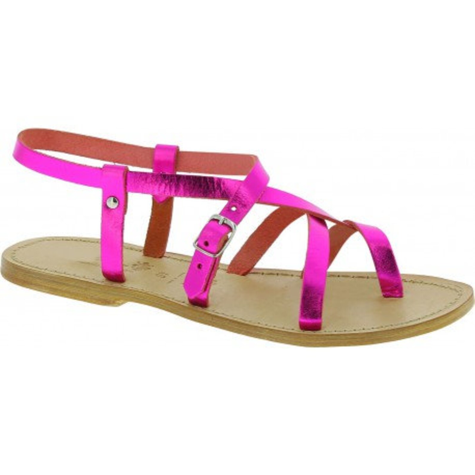 fuchsia flat sandals