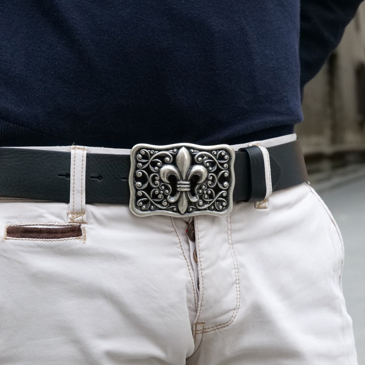 Oillily Leather Belt bundle LOT OF 3  S80 Made in Italy‎ Handcrafted Black Leather Belt With Florentine Lily Buckle  main image 2