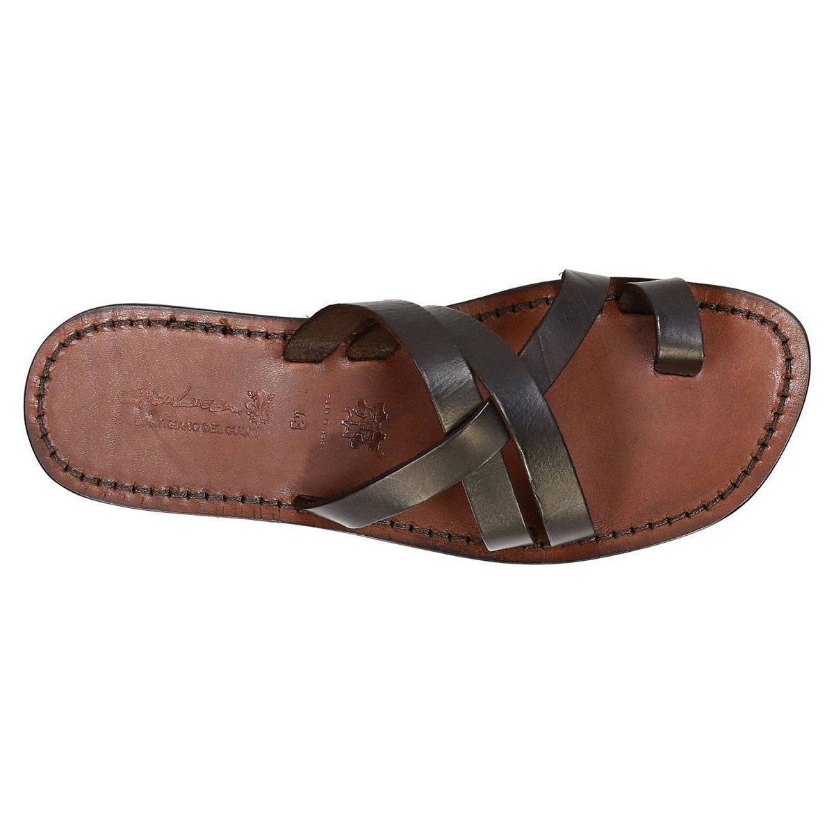 Mens Brown Leather Thong Sandals Handmade in Italy 