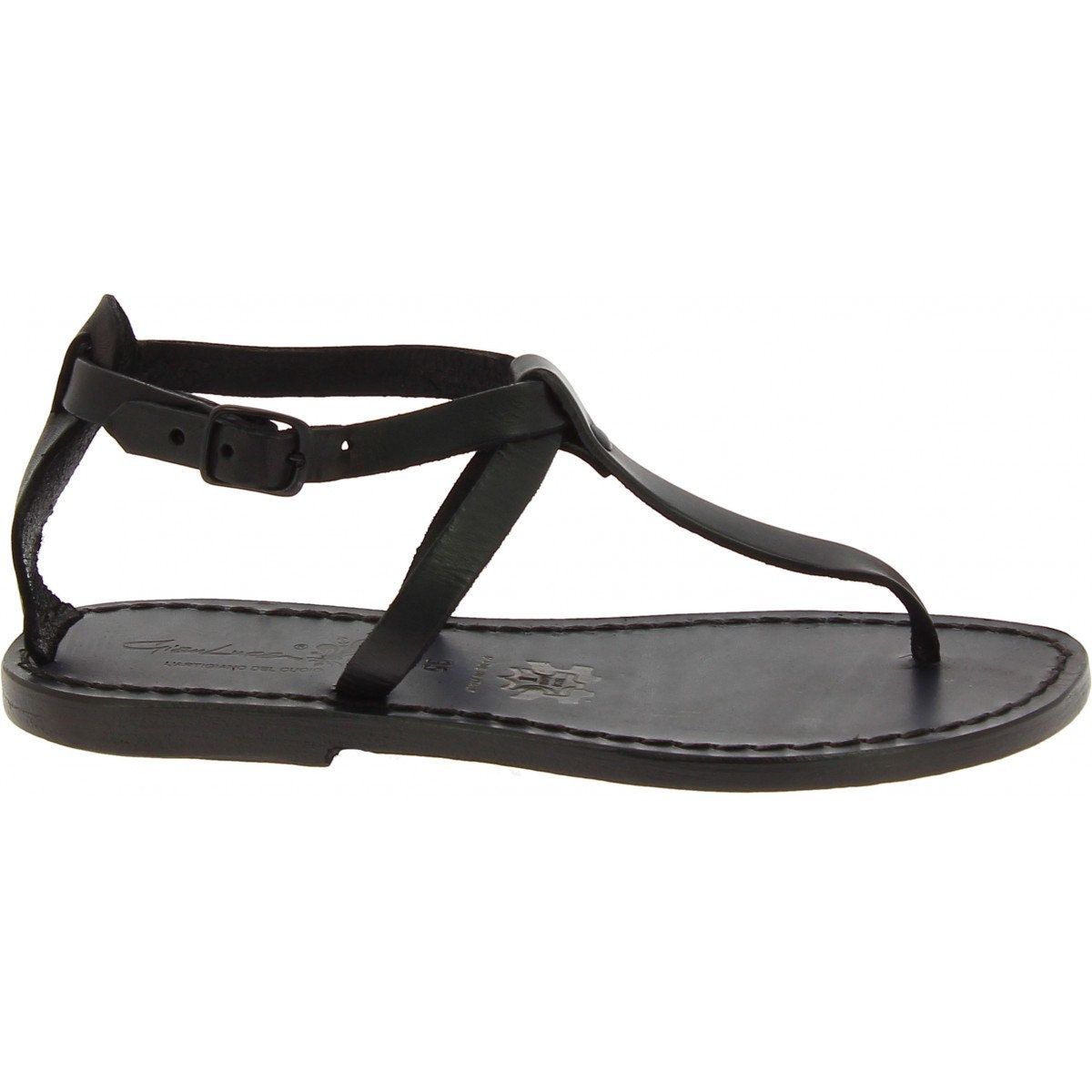 black t strap flat sandals