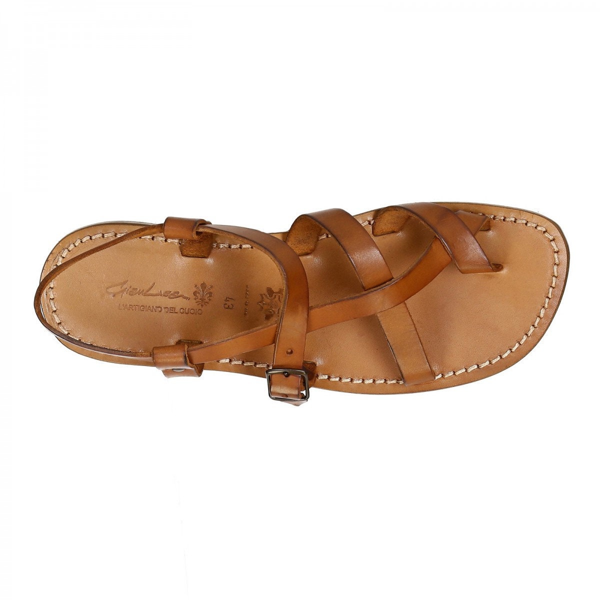 Handmade Leather Sandals for Men in Vintage Cuir Color  display picture 2