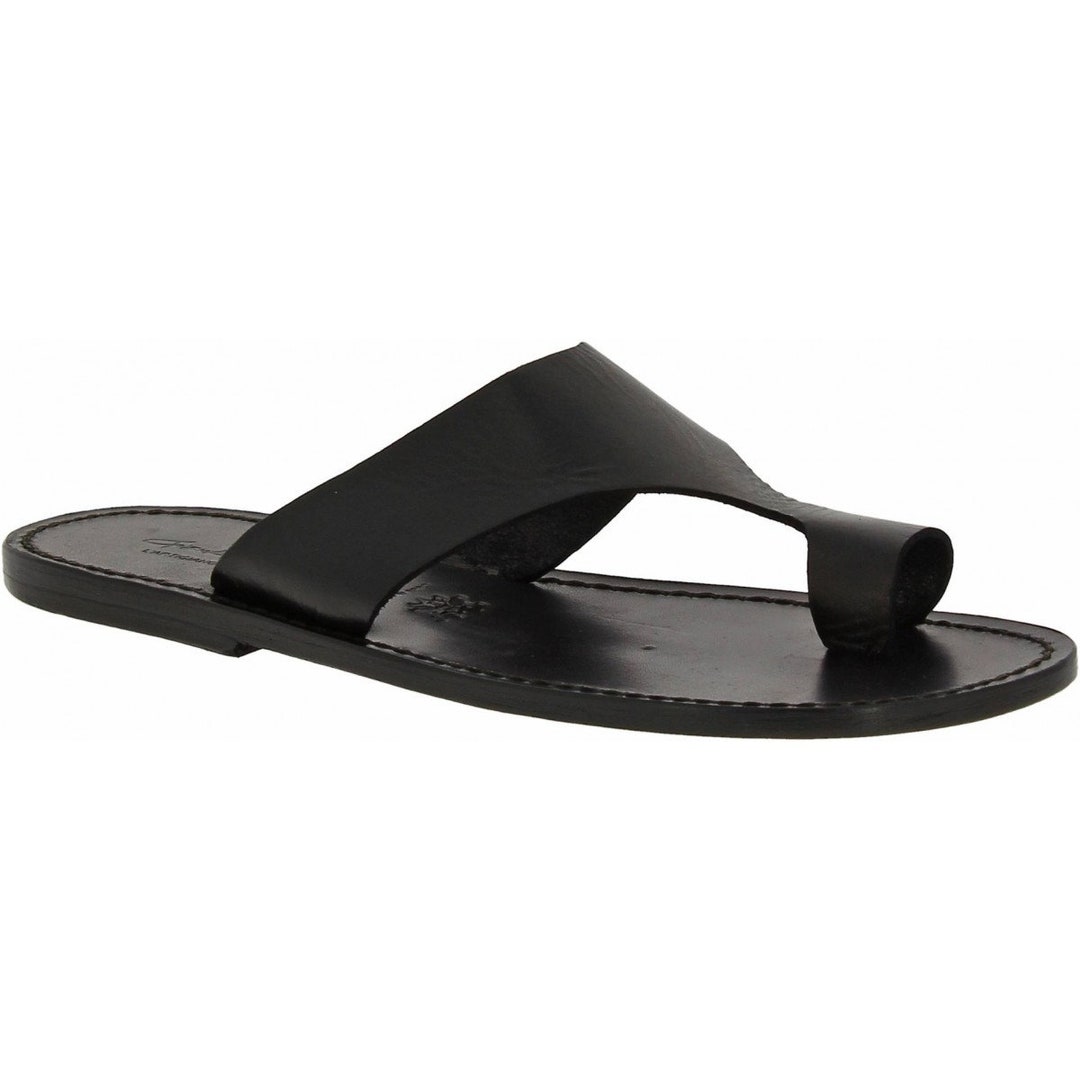 Black Leather Thong Sandals for Men Handmade in Italy - Etsy