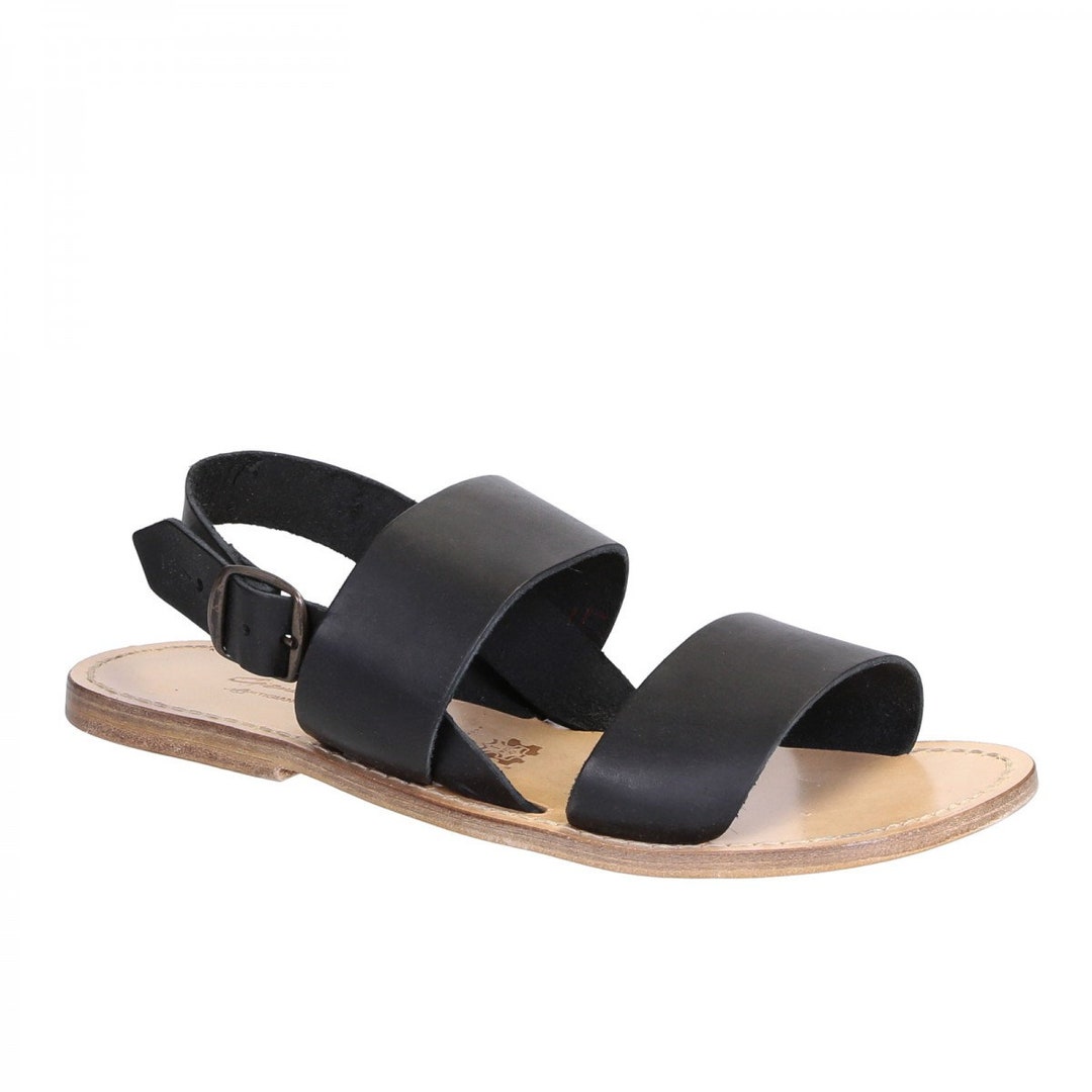 Black Leather Franciscan Sandals for Men With Natural Sole Gianluca L ...