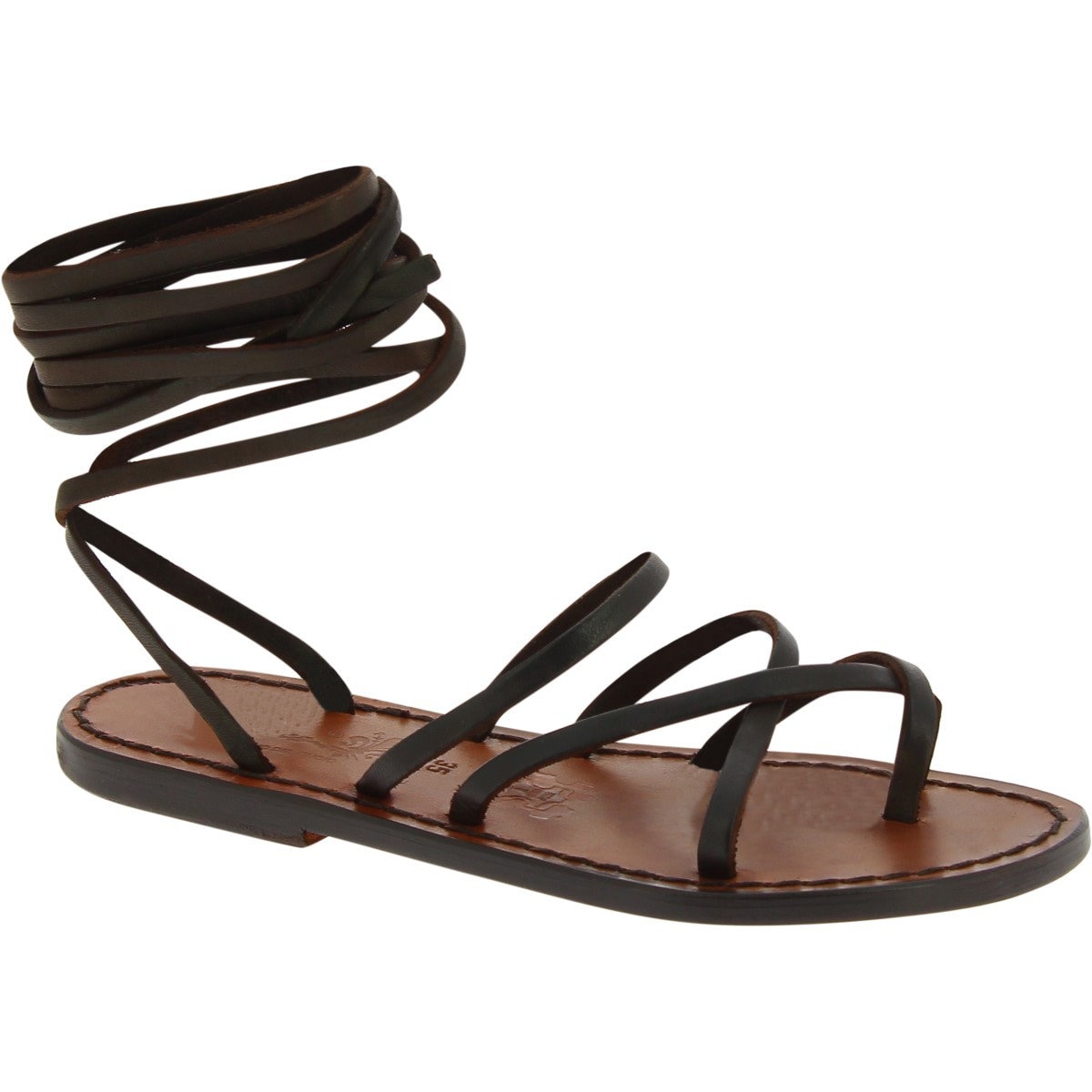 Gianluca Handmade Brown Leather Women's Sandals – Made In Italy, Vegetable Tanned, Leather Sole - View #5